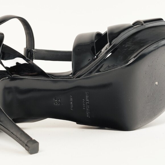 Saint Laurent Tribute Open Toe Black Patent Leather Platform Sandal - Picture 5 of 10